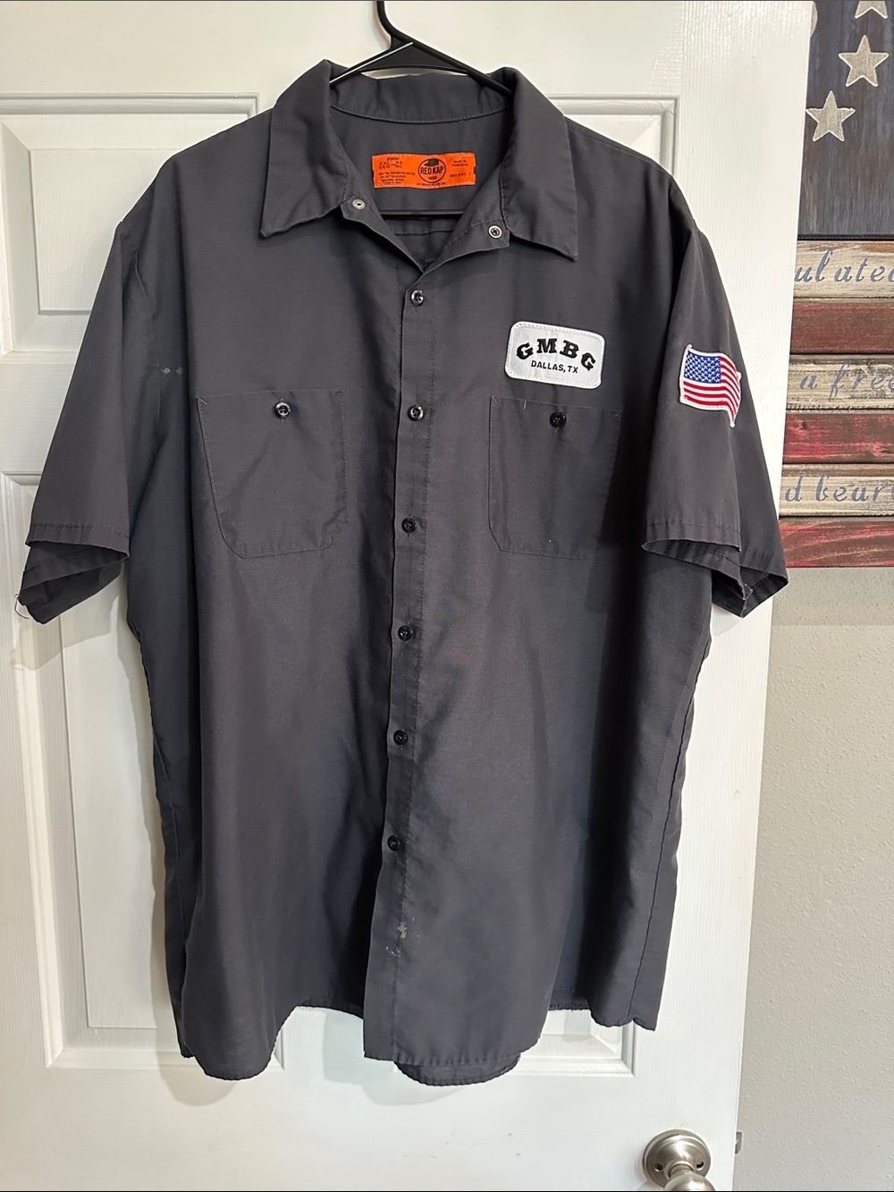 GMBG Men's Short-Sleeve Button-Down Work Shirt in Charcoal-Size XXL
